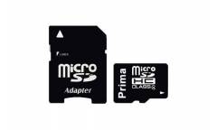Карта памяти Prima MicroSDHC 8GB Class 4+adapter