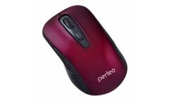 mouse Perfeo Wireless "CLICK", 4 кн, DPI 1000-1600, USB, красн.
