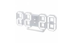LED часы-будильник Perfeo "LUMINOUS", белый корпус / белая подсветка (PF-663)
