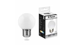Лампа светодиодная FERON_DECO GL45_1W/_WHITE_E27_снежно-белый  шар