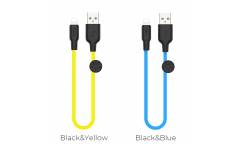 Кабель USB Hoco X21 Plus Silicone charging cable for Lightning (L=0.25M) black/blue