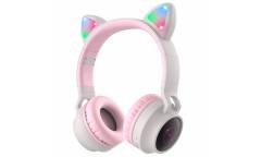 Наушники беспроводные (Bluetooth) Hoco W27 Cat Ear Wireless headphones полноразмерные (Pink/Gray)