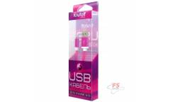 Кабель USB Krutoff для iPhone 5/6 плоский (1m) розовый в коробке