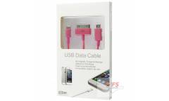 Кабель USB 4в1 (iPhone 5/iPhone 4/Galaxy Tab/micro USB) 0.2м, розовый, в коробке