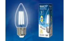 Светодиодная (LED) Лампа FIL (прозр. - ДИММЕР) Uniel LED-C35-5W/NW/E27/CL/DIM GLA01TR картон