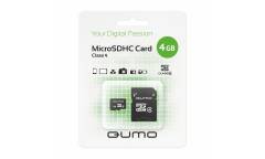 Карта памяти MicroSDHC Qumo 4GB Class 4+adapter