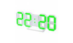LED часы-будильник Perfeo "LUMINOUS", белый корпус / зелёная подсветка (PF-663)