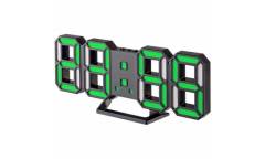 LED часы-будильник Perfeo "LUMINOUS 2", черный корпус / зелёная подсветка (PF-6111)