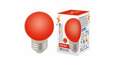 Лампа светодиодная Volpe COLOR LED-G45-1W/RED/E27/FR/С шар красный
