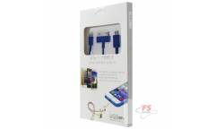 Кабель USB 4в1 (iPhone 5/iPhone 4/Galaxy Tab/micro USB) 0.2м, 0.2м, синий, в коробке