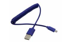 Кабель USB Smartbuy MicroUSB спиральный, длина 1,0 м, синий