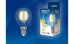 Светодиодная (LED) Лампа FIL (прозр. - ДИММЕР) Uniel LED-G45-5W/WW/E14/CL/DIM Air шар