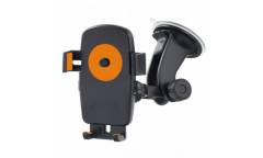 Автодержатель Perfeo-502 для смартфона до 5"/на стекло/One touch черный + оранж (PH-502-2)