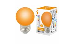 Лампа светодиодная Volpe COLOR LED-G45-1W/ORANGE/E27/FR/С шар оранжевый