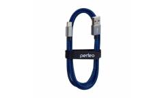 Кабель USB PERFEO/ 2.0/ USB-Type-C/черно-синий/длина 1 м