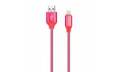 Кабель USB Smartbuy Apple 8 pin кабель в нейлон. оплетке Socks, 1 м., <2А, красный