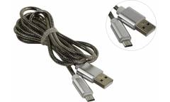 Кабель USB Smartbuy MicroUSB серебро метал, длина 1,2 м