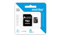 Карта памяти SmartBuy MicroSDHC 8GB Class 4+adapter