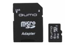 Карта памяти MicroSDXC Qumo 64GB  Class 10 UHS-I + adapter