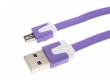 Кабель GAL micro USB 1m пурпурный, плоский