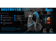 Игровая гарнитура RUSH DESTROYER, динамики 50мм, гибкий микрофон, черн/синяя