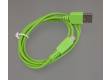 Кабель USB micro,  зеленый, 1м