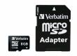 Карта памяти Verbatim MicroSDHC 8GB Class 10+adapter